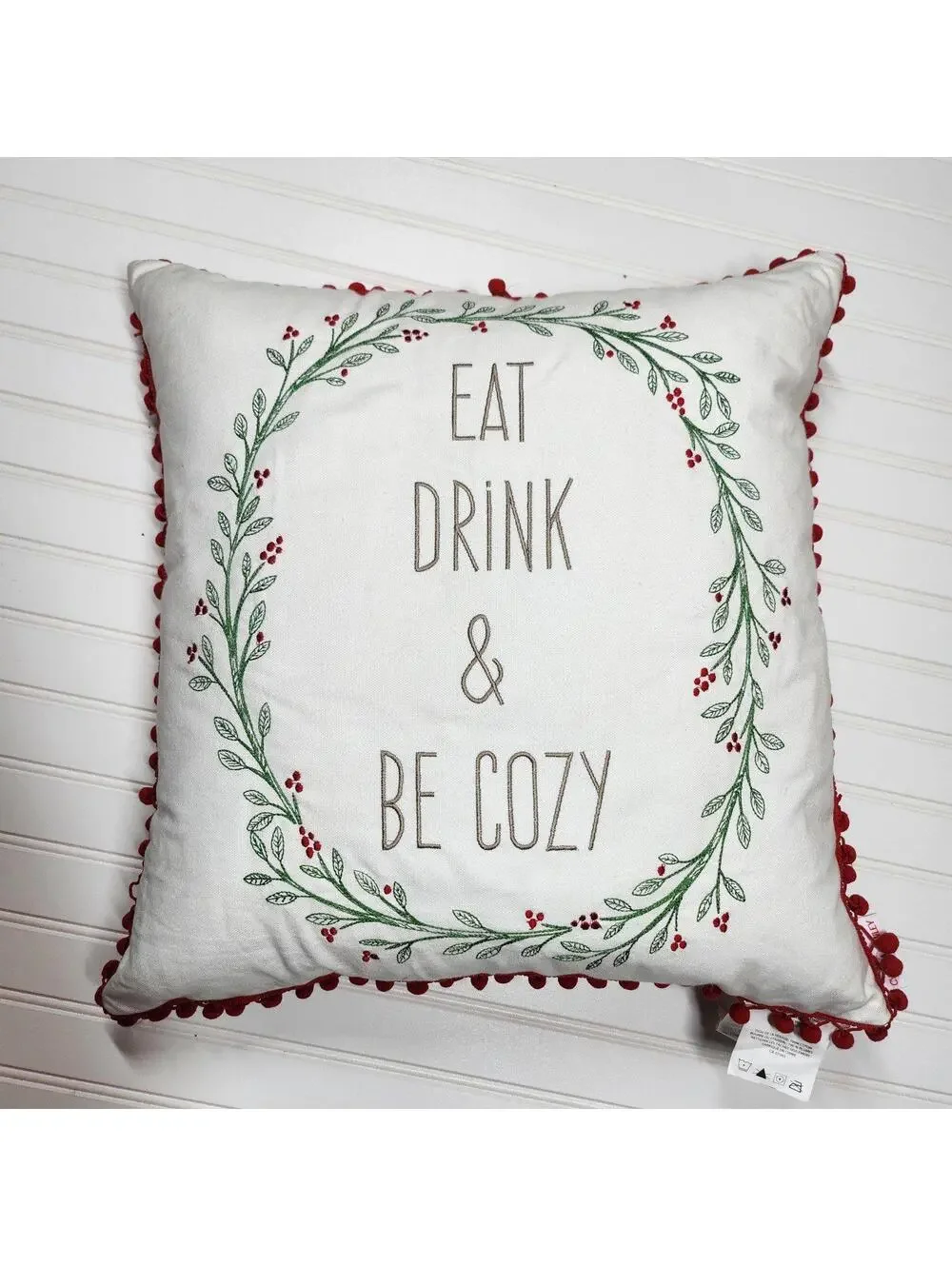 Cynthia Rowley 20x20 Eat Drink & Be Cozy Christmas Pillow Feather Fill
